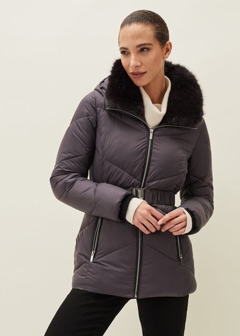 Phase Eight Krissy High Shine Puffer Coats Blue/Grey Australia | UN0321754